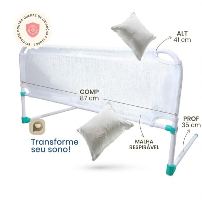 Grade De Cama Proteção Infantil Bebê Tela Segurança Cama Normal e Box 87x41 Antiqueda Reforçada