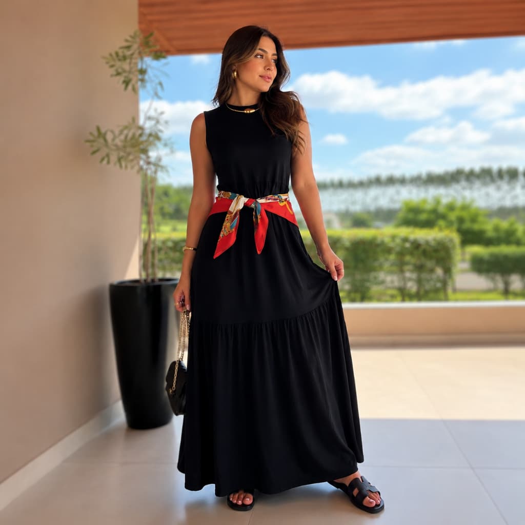 Vestido Longo Feminino 3 Marias Elegante Rodado Confortável Casual Moda Verão Festa Dia a Dia 502