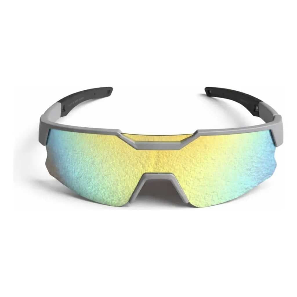 Oculos de Sol Esportivo FEISEDY UV400 Lente Espelhada Ciclismo Corrida Volei Futevolei Gun Grey