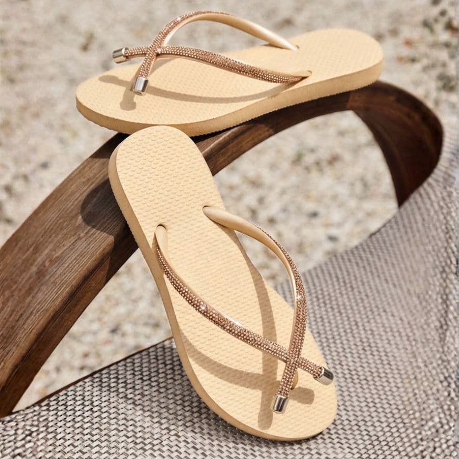 Chinelo Feminino Sandália TiraX Slim Luxo Brilhante Strass  Confortável Leve Rasteira Luxo Brilho
