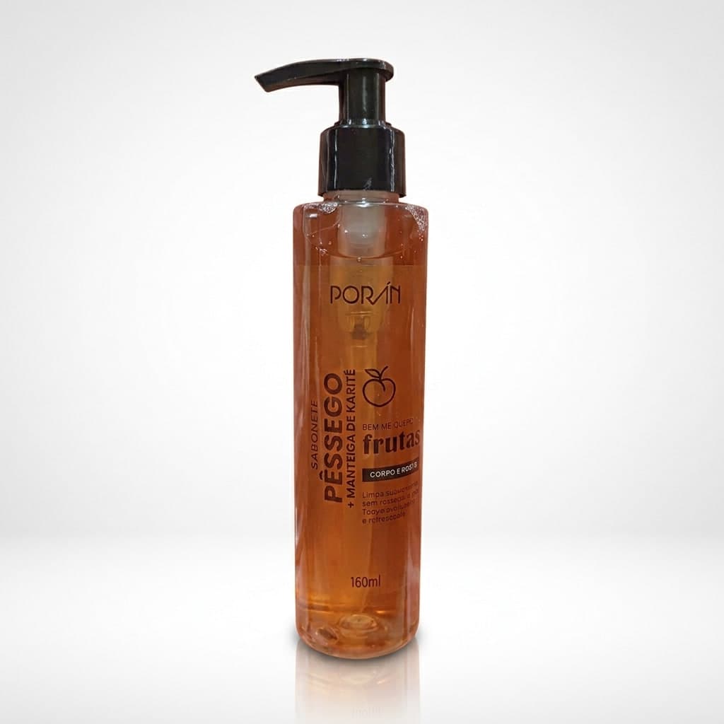 Sabonete Líquido Pêssego Corpo e Rosto 160ml Poran Fragrância Delicada e Refrescante