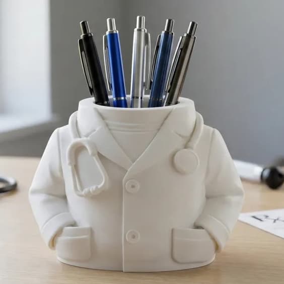 Porta-Canetas / Organizador de Mesa de Médico - Jaleco Divertido de Porta Canetas