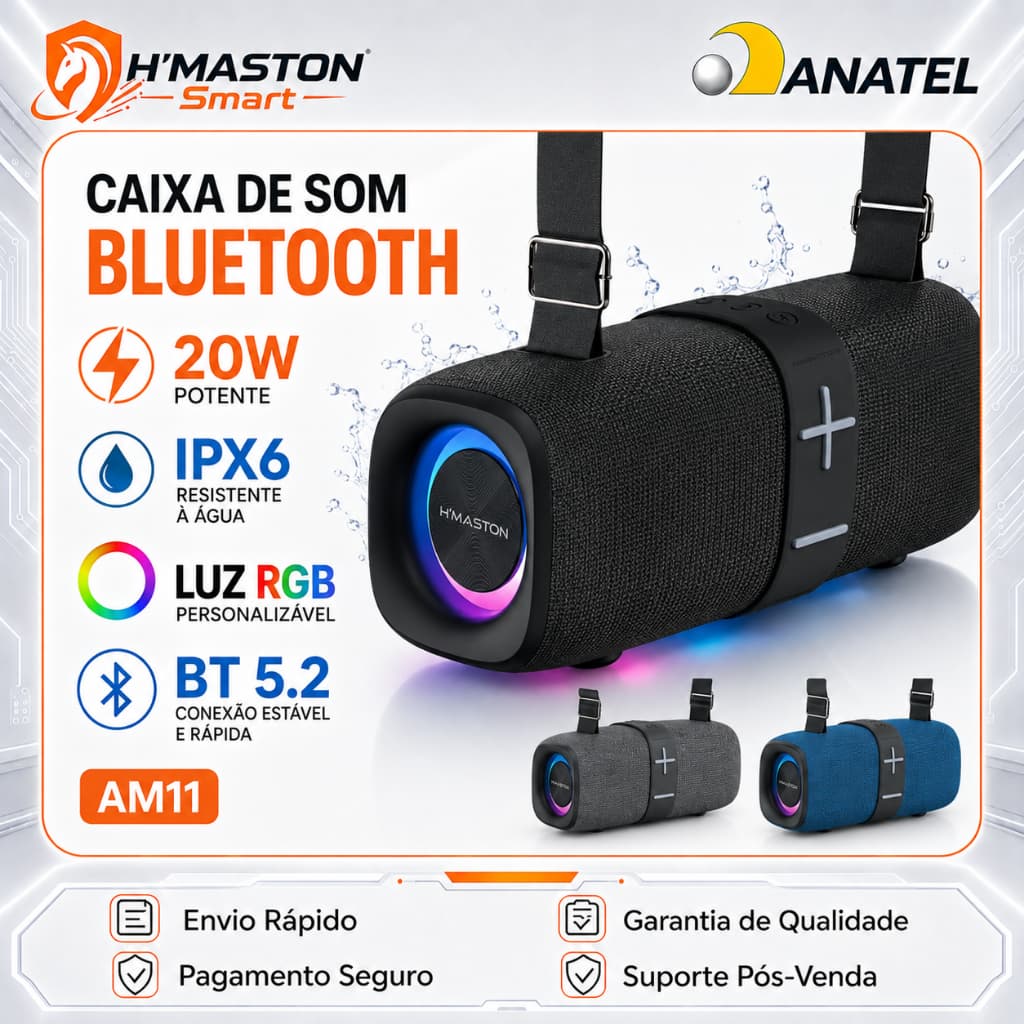 H'Maston AM11 20W Caixinha De Som Bluetooth Caixa De Som Blootooth Caixa De Som Bluetooth Portátil Som Caixa Bluetooth
