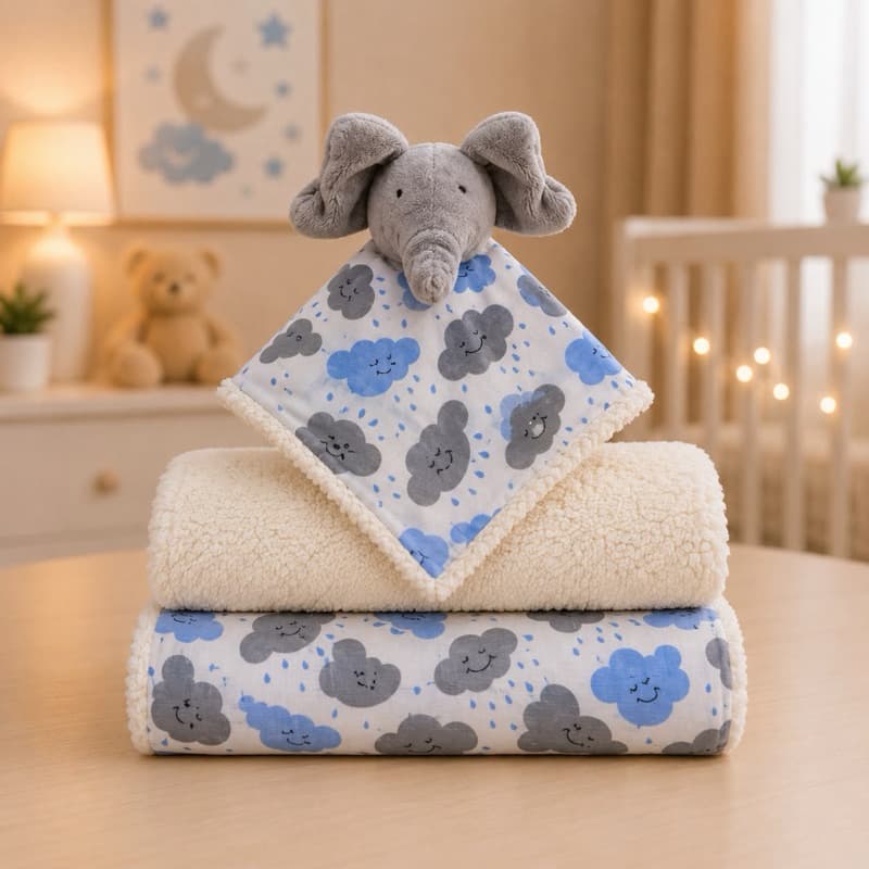 kit Manta Sherpa + Naninha para Bebê  Menino e Menina (1 Naninha)