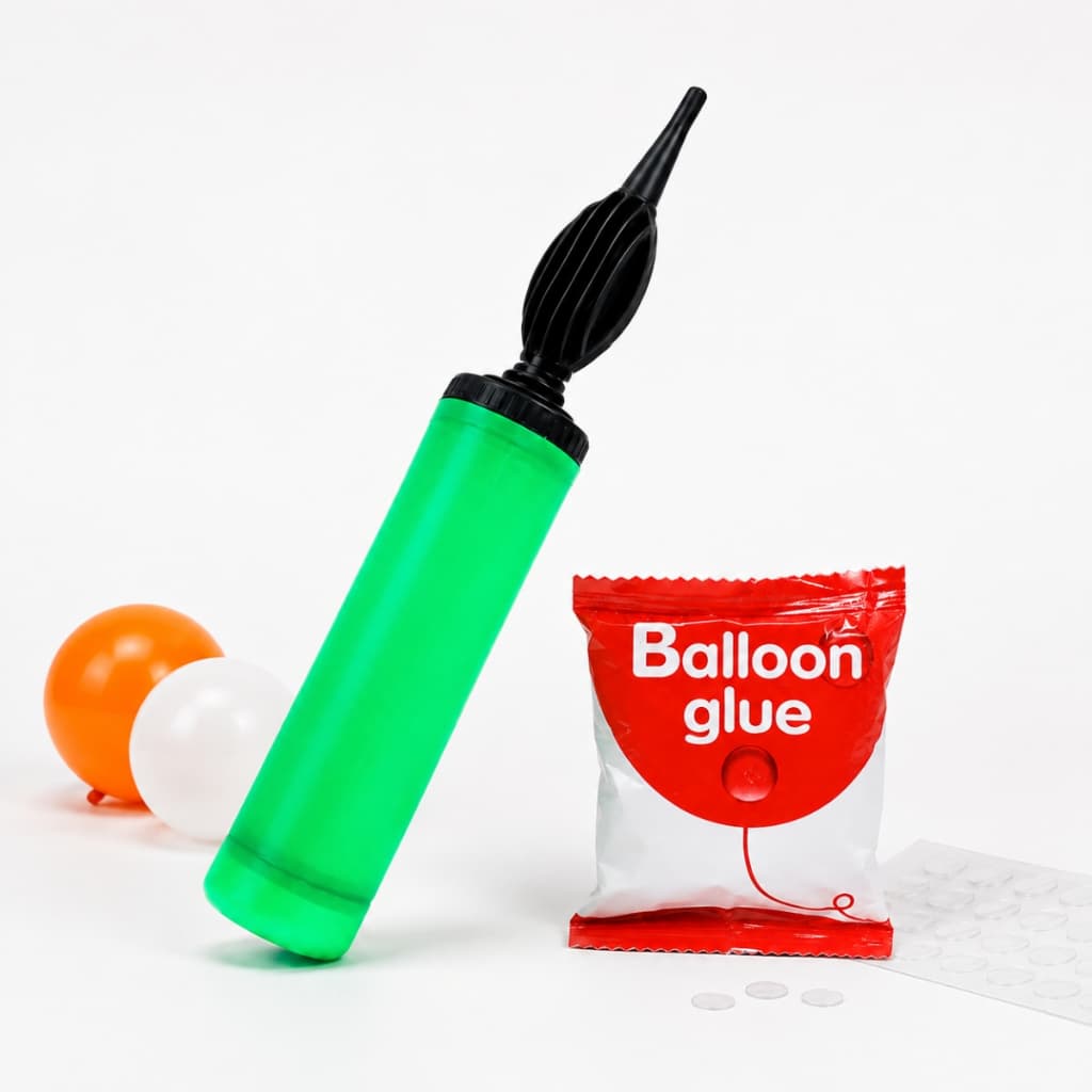 Kit Festa Bomba Para Balão Encher Bexiga + Fita Cola Gota 100 Pontos Adesivos