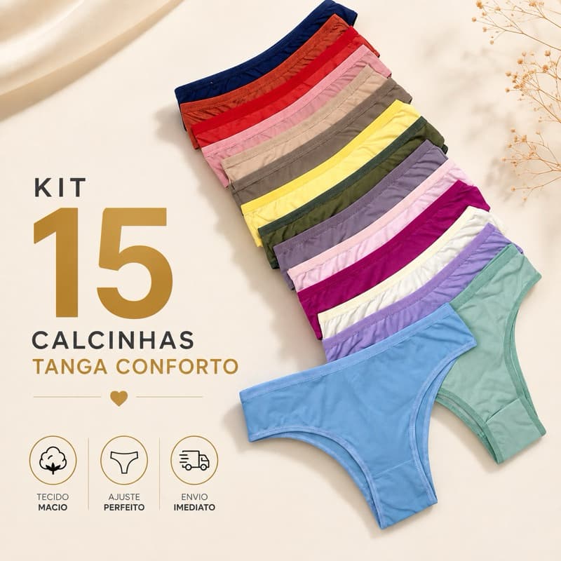 Kit 15 Calcinhas Femininas Microfibra Conforto Forro 100% Algodão