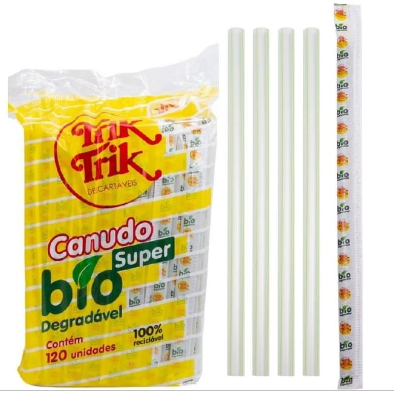 Canudo Super Biodegradável Milk Shake Sachê Grosso 120un 10mm