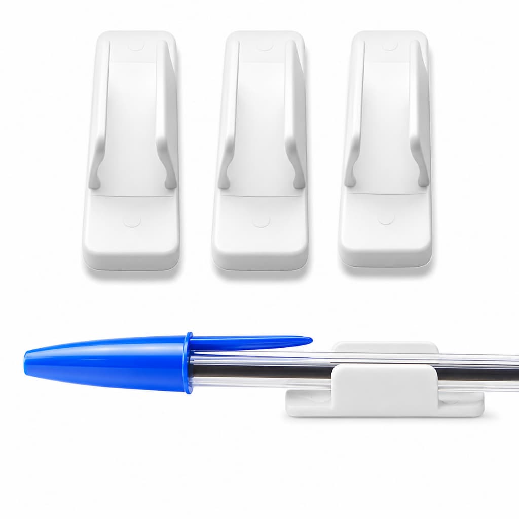Kit 50 Prendedor de Caneta Padrão BIC Branco Clipe Porta Caneta Para Agenda Planner Caderno