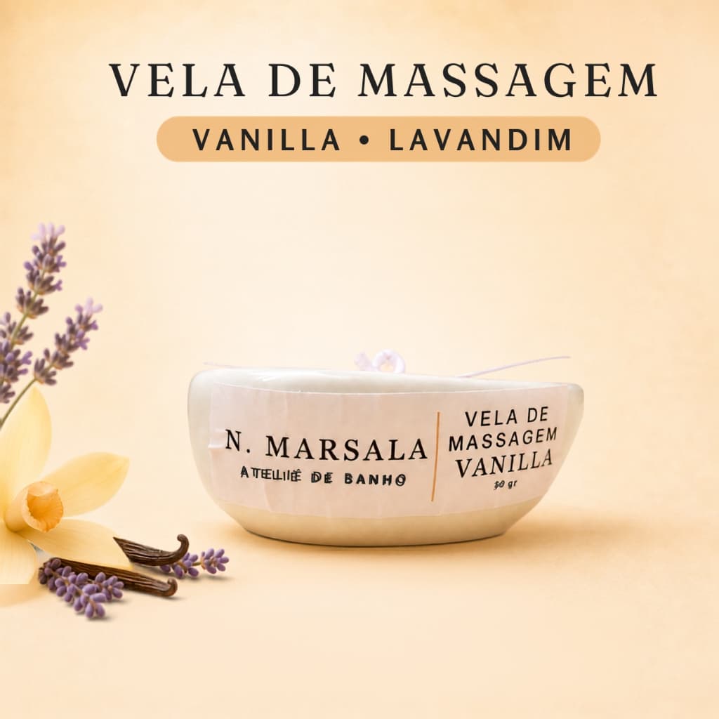 Vela de Massagem Corporal e Unhas 30g Vanilla ou Lavandim com Manteiga de Cupuaçu