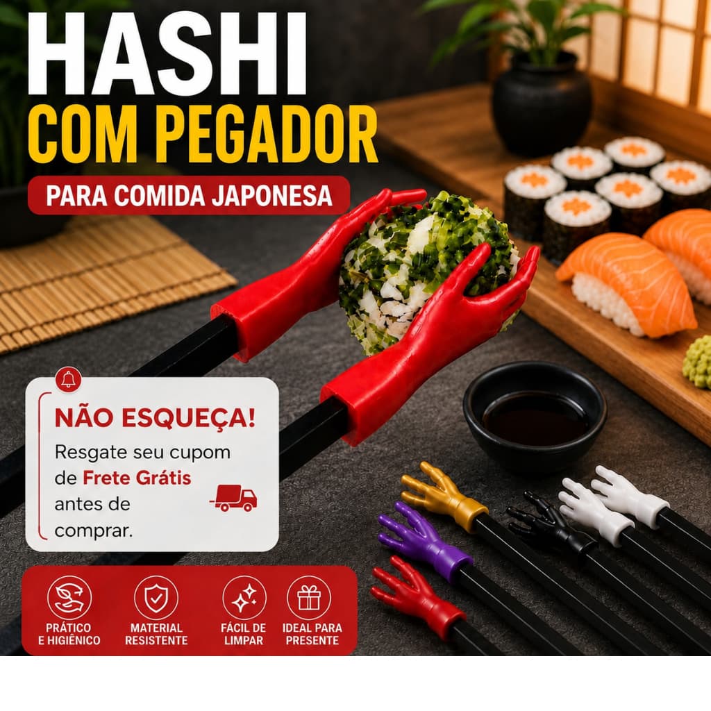 Hashi de Dedo Infantil Auxiliar Pegador de Mãozinha Sushi Crianças  Fácil