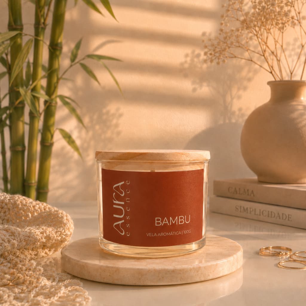 Vela aromática artesanal bambu | Home decoração | presente