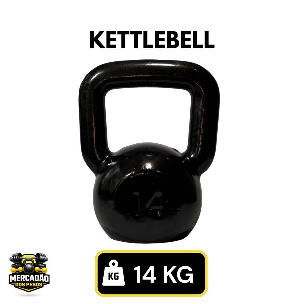 Kettlebell  14 KG Emborrachado - Treino em Casa Academia Fisioterapia Musculação Crossfit