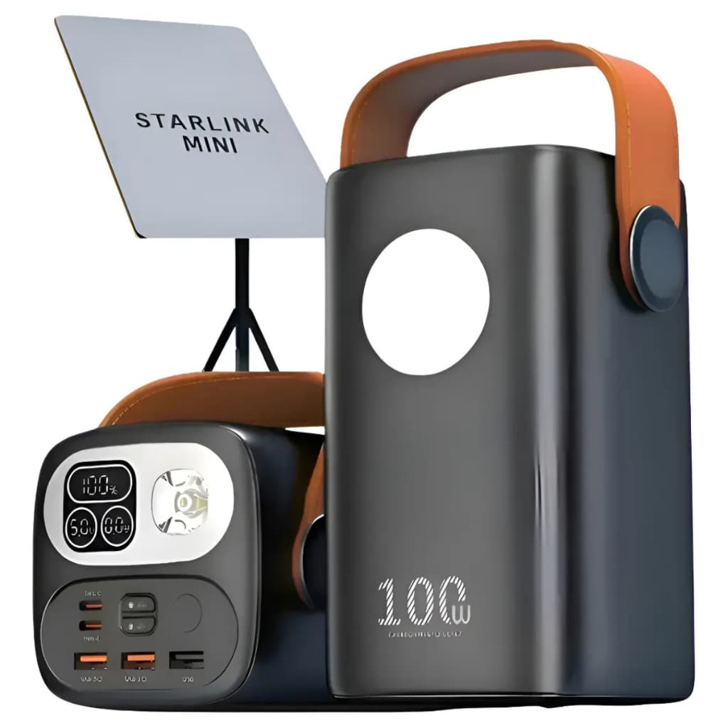 Carregador Portátil Power Bank Grande 60000mah Turbo 100W PD Rápido Para Mini Starlink Notebook Celulares