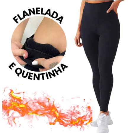 Legging Flanelada Grossa Calça Leg Peluciada Forrada Por Dentro Costura Reforçada Calça Térmica