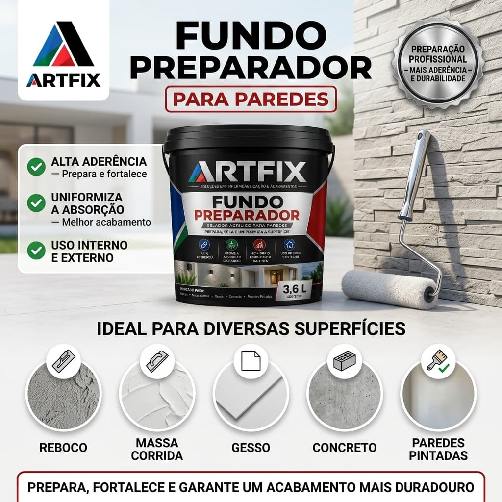 QUEIMA DE ESTOQUE - Fundo Preparador Incolor de Paredes 3,6L para Preparar Superfícies, Selar e Pintar