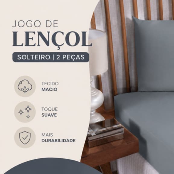 Kit Jogo de Lençol Solteiro Ponto Palito 2 Peças Liso Várias Cores