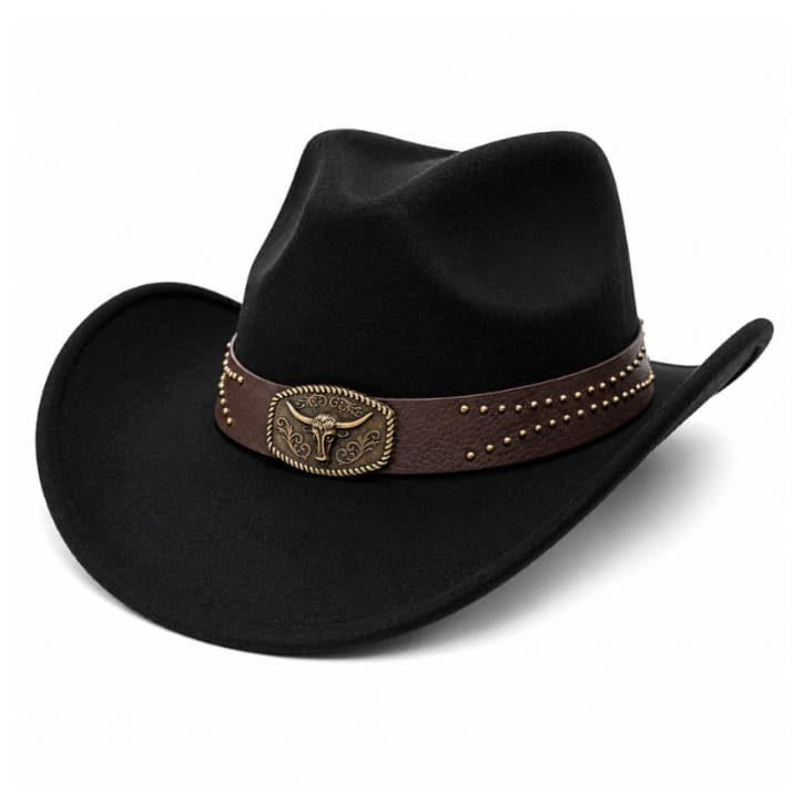 Chapéu Country Cowboy Unissex Aba Larga Rodeio Sertanejo Estilo Americano West Feltro Premium HF313