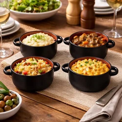 Conjunto 4 Mini Cocottes Panelinha Com Alça Cerâmica Forno Fendi Vers Collection