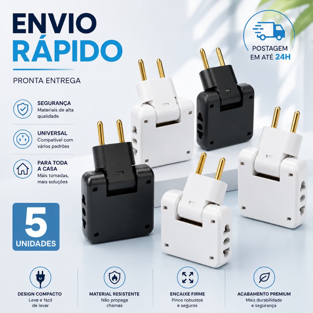 Benjamim Articulado Adaptador 10A Resistente - Ideal para Uso Diário
