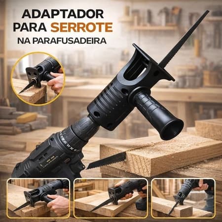 Adaptador Serra Sabre para Furadeira Parafusadeira Kit 3 Lâminas Corte Madeira PVC Metal
