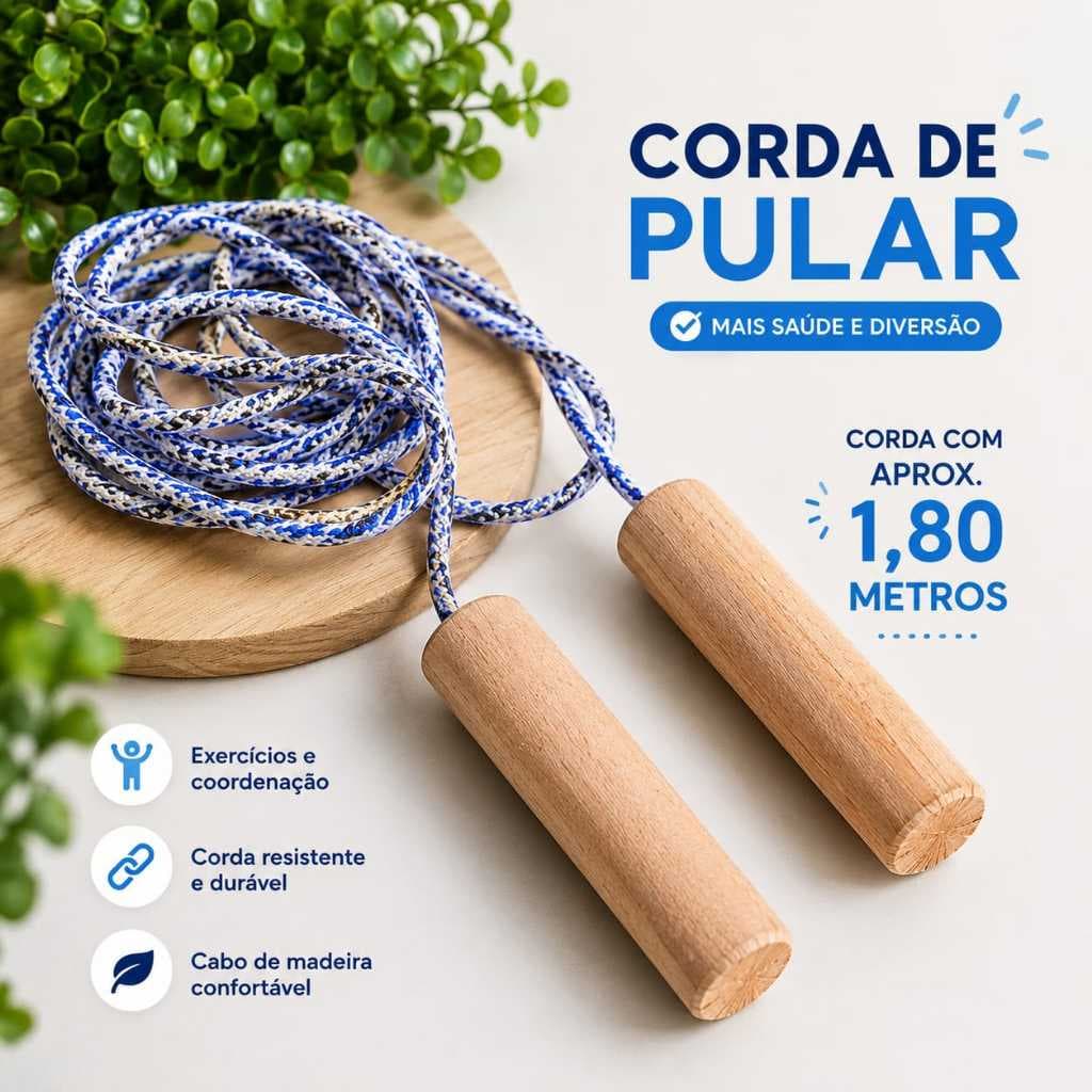Pula Corda Infantil 1,80m Brinquedo para Crianças Atividade e Coordenação Brincadeira Infantil