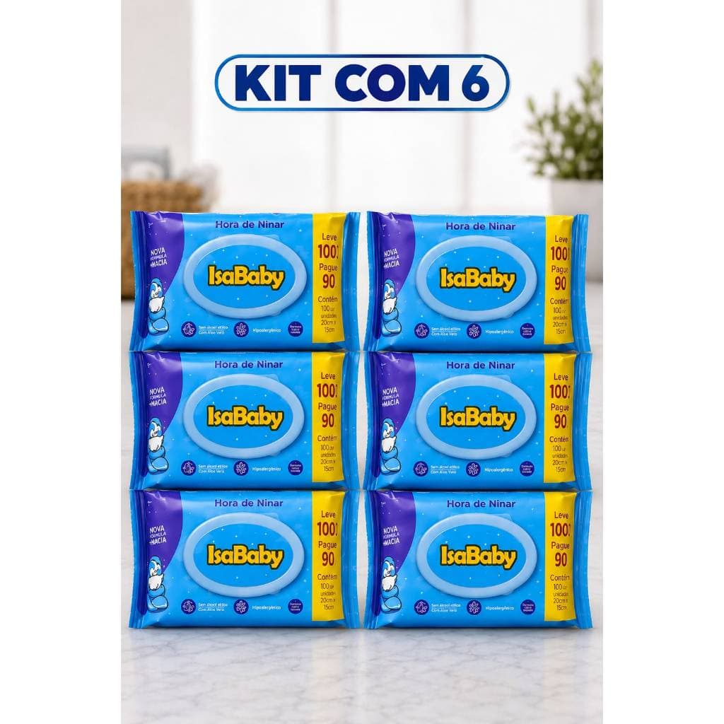 Toalhas Umedecidas Isababy Lencinho Hora De Ninar Kit C/ 6 PROMOÇÃO