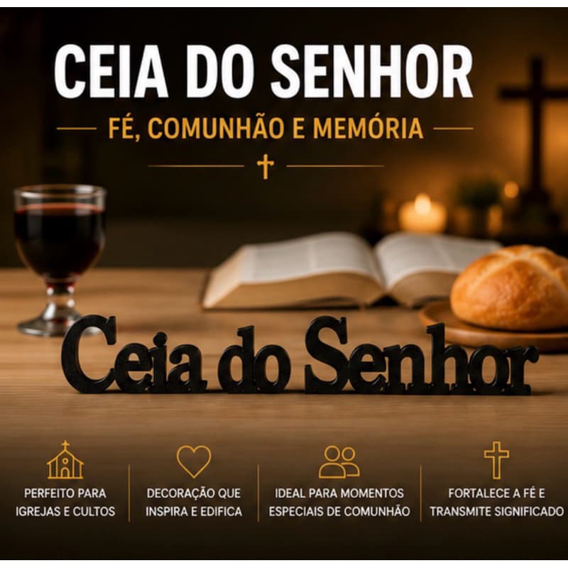 Letreiro Ceia do Senhor Decoração Cristã Mesa Culto Fé