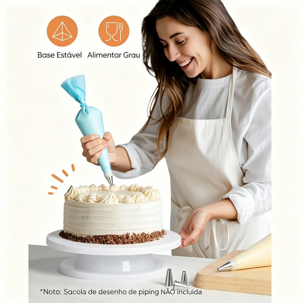 Bailarina para Bolo Base Giratória Suporte para Confeitar Decorar Bolos e Tortas Confeitaria
