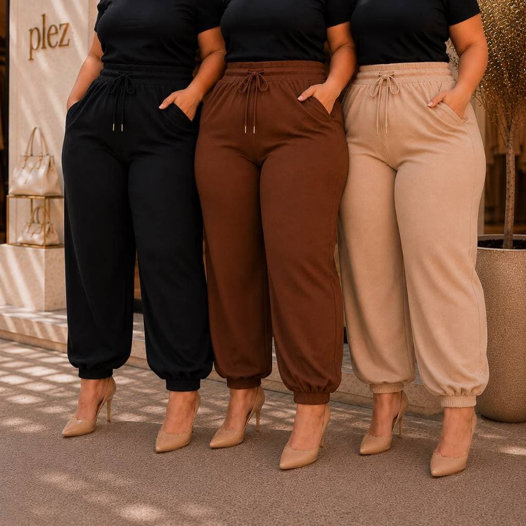 3 CALÇAS FEMININAS JOGGER PLUS SIZE CONFORTAVEL ALFAIATARIA BARATA TECIDO PREMIUM G1 G2 G3 BÁSICA