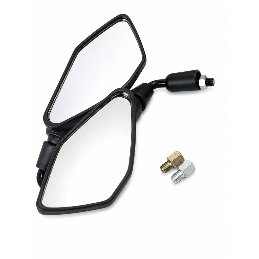 RETROVISOR Z400 LENTE CONVEXO ROSCA HONDA COM ADAPTADOR YAMAHA HASTE CURTA 90°