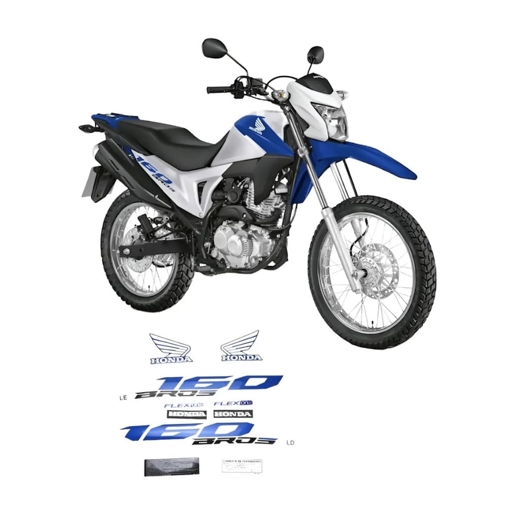 Jogo Faixa Kit Adesivo Honda Bros 160 Esdd 16/17 Branca/azul