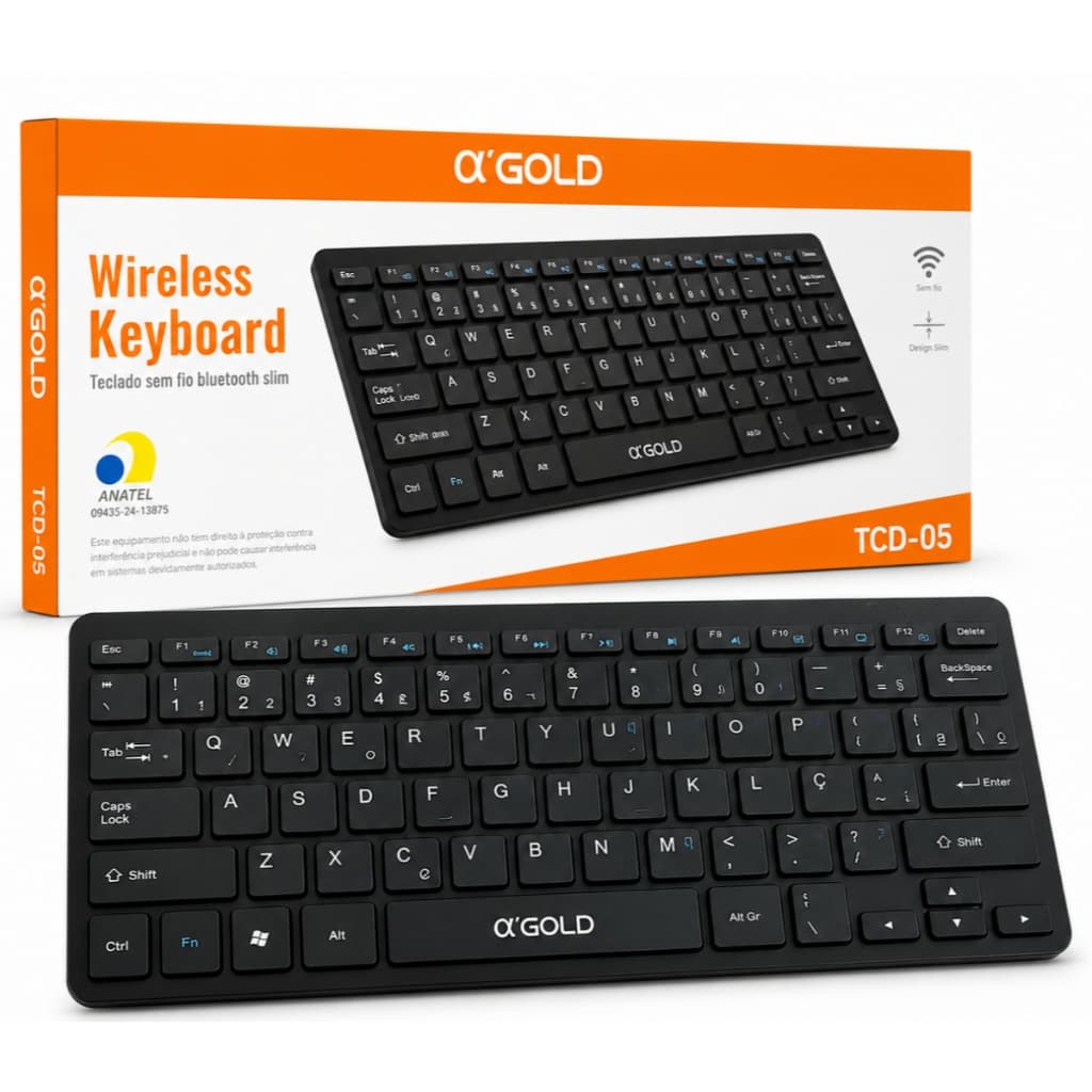 Teclado Sem Fio a'Gold TCD-05 Ultra Slim 78 Teclas Conexão Sem fio Silêncioso