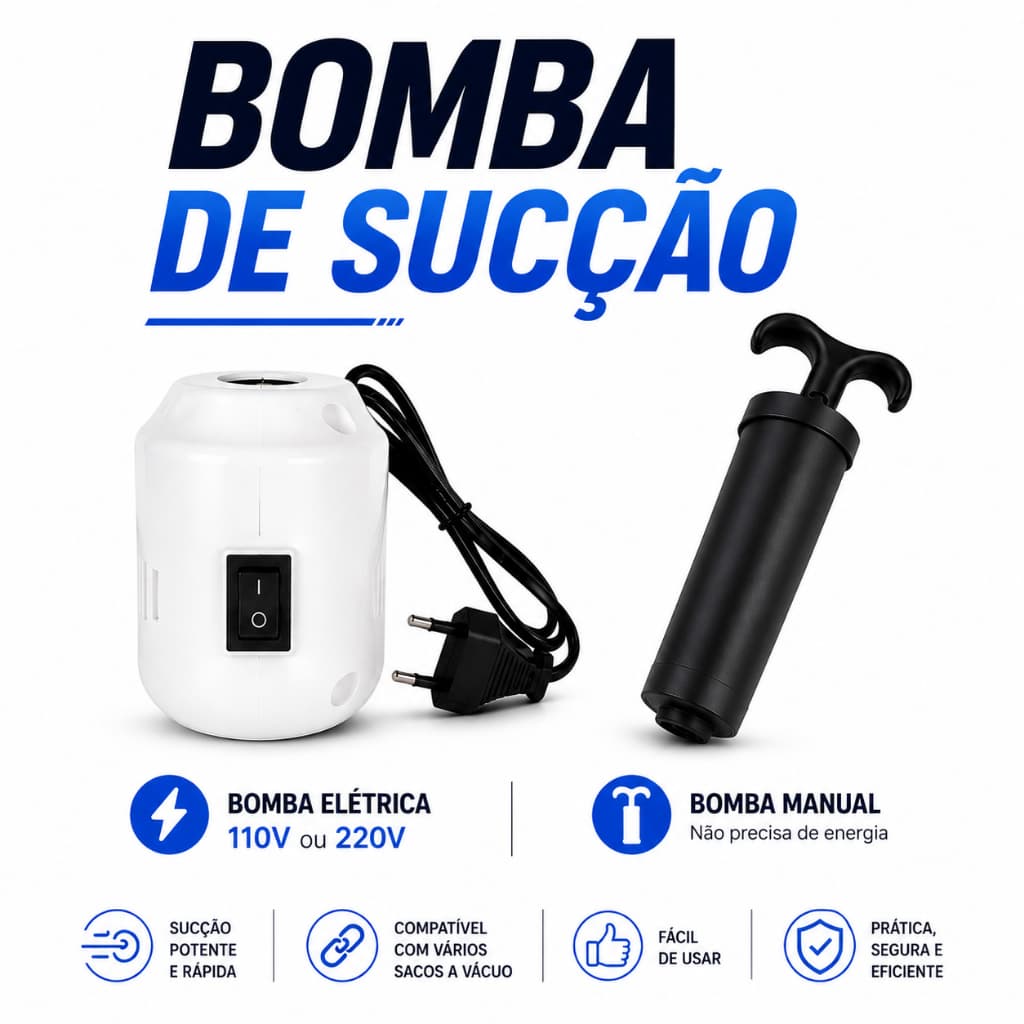 Bomba Elétrica 110v ou 220v Ou Manual Sucção Para Saco A Vácuo Organizador
