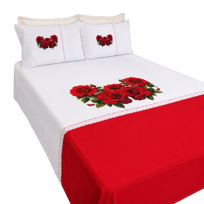 Lençol Flora jogo de Cama Casal Estampado Romântico Enxoval de Cama oxford