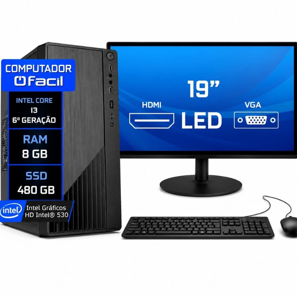 Computador Completo Intel I3 6ª Geração 8gb Ssd 480gb