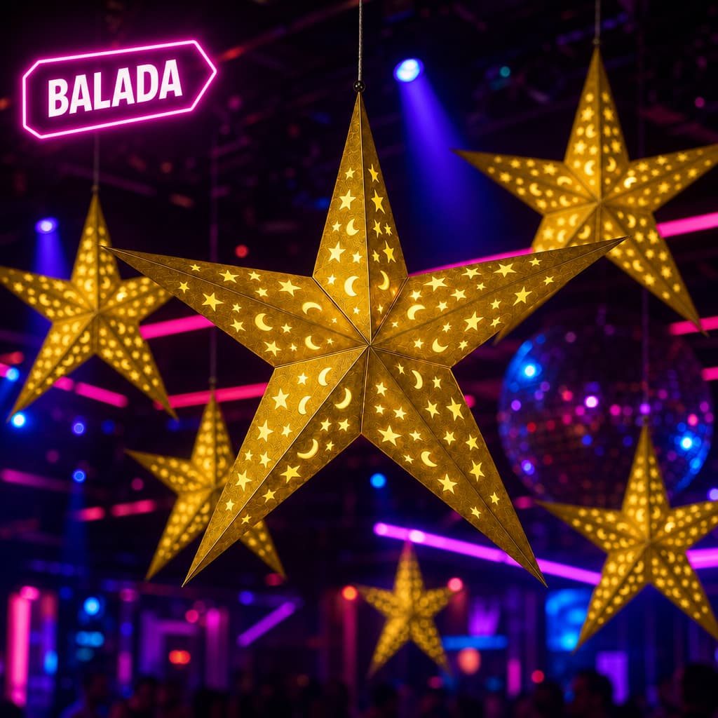 Estrela Iluminada Pendente Dourada Luminária Decorativa 3D Recortada para Festas, Casamento e Eventos