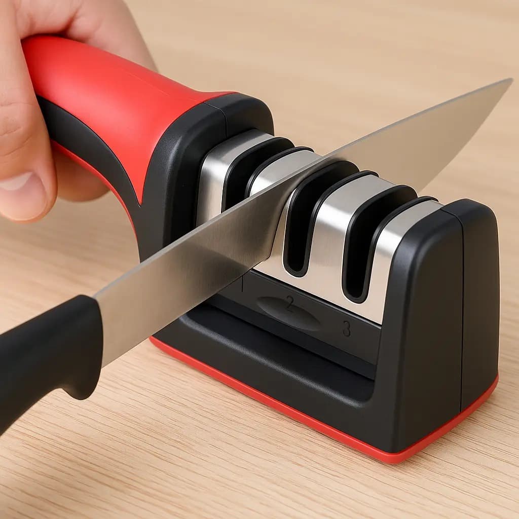 Afiador Amolador de Facas 3 Estagios Profissional Durável Pratico Ergonômico