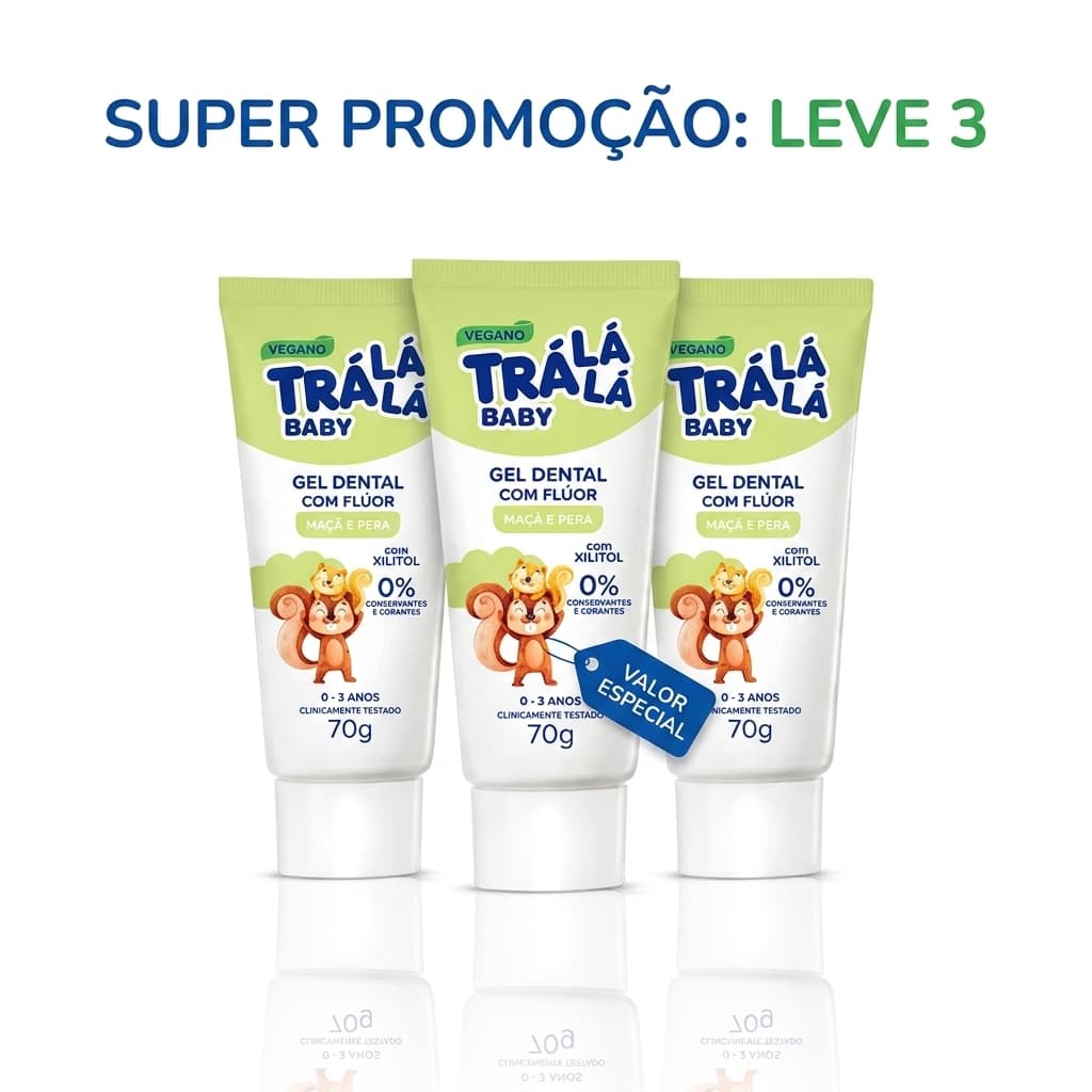 Gel Dental Kit com 3 Flúor Maçã e Pera 70g