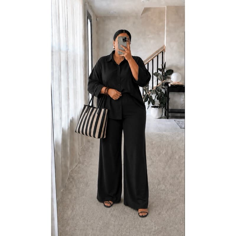 Conjunto Linho plus size - conjunto camisa e pantalona feminina