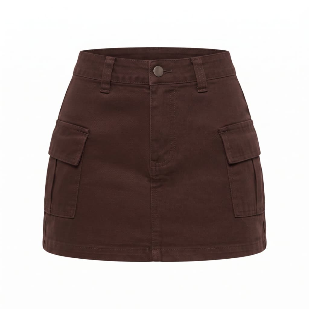 Saia Jeans Feminina Cargo com Lycra Estilosa Sarja Brim com Bolsos Utilitários, do 32 ao 36