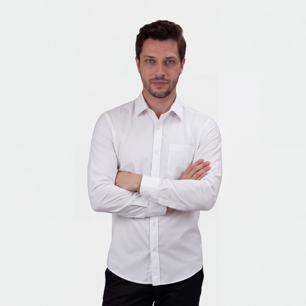 Camisa Masculina Social Manga Longa Bolso Elastano Premium Camisa Social Masculina Branca Não Molha