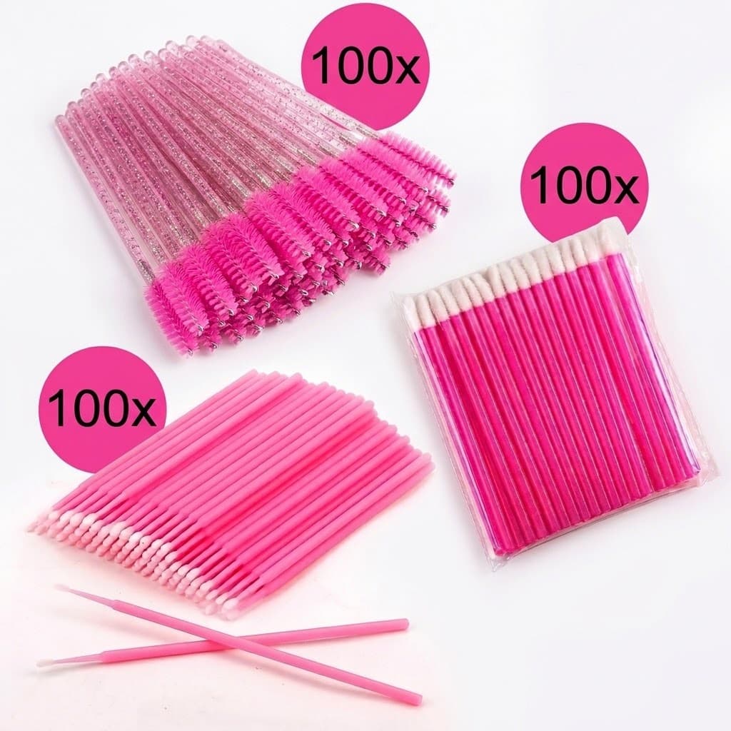 Kit 100 Escovinhas 100 Microbrush 100 Aplicador Batom Alongamento Extensão Cílios Sobrancelha