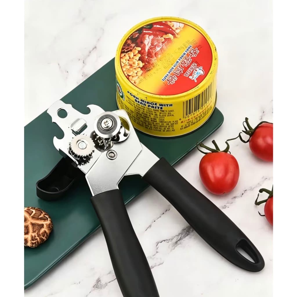 Abridor de Latas Manual em Aço Inoxidável, Multifuncional, Cabo Antiderrapante para Cozinha Doméstica