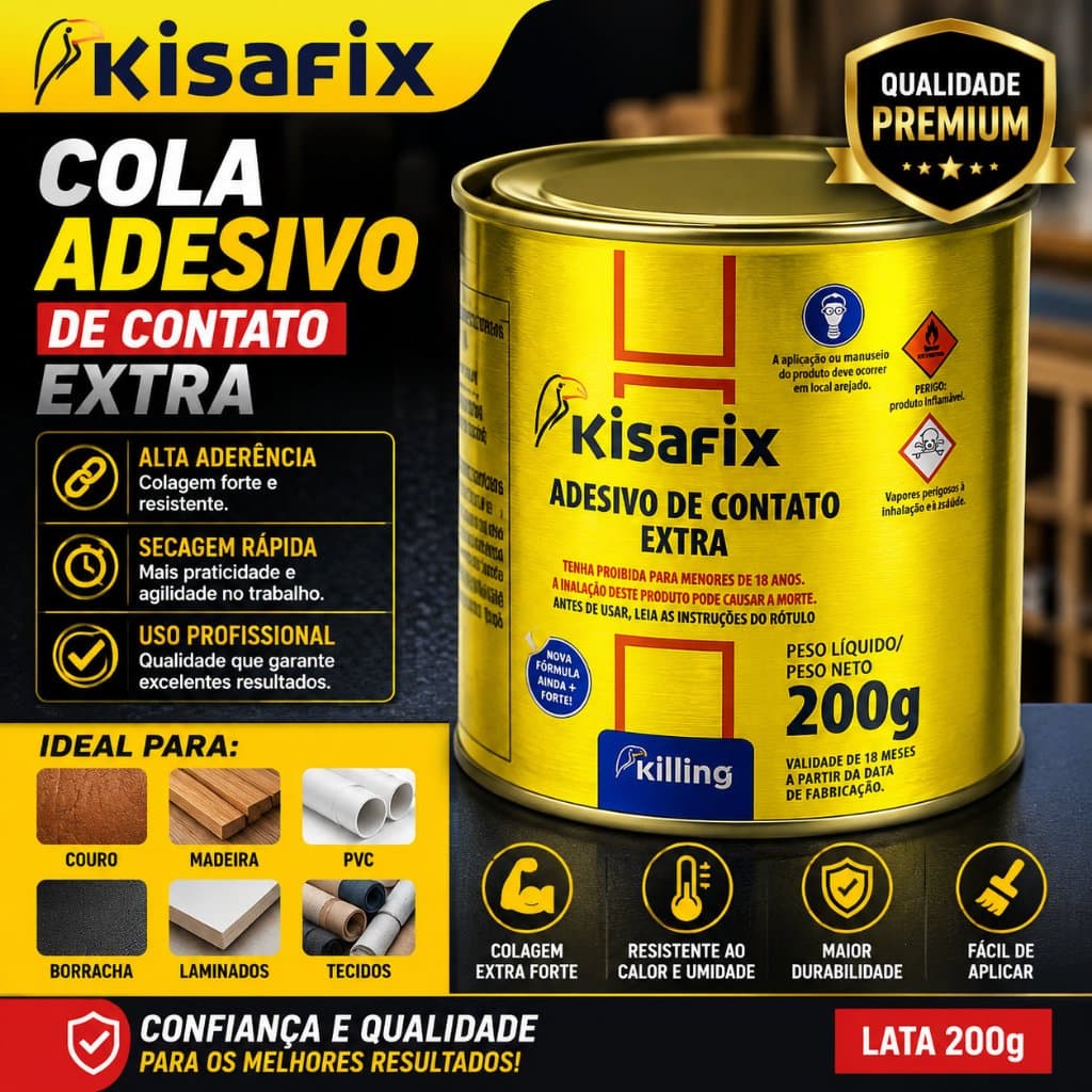 Cola Adesivo De Contato Kisafix Lata 200g