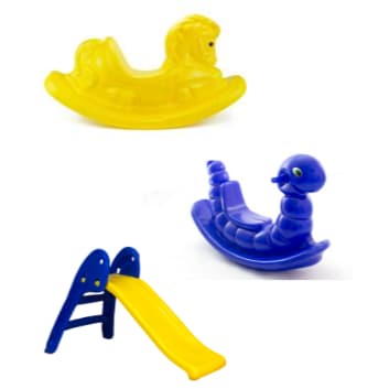 Kit 3 Brinquedos Infantil – Escorregador Baby + Gangorra Nhoca + Gangorra Cavalo