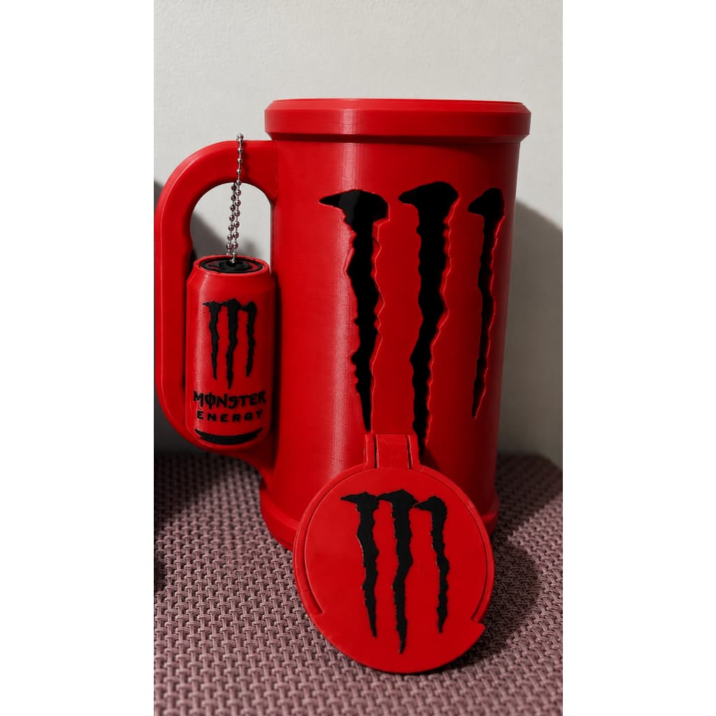 Caneca Porta Lata Monster 473ml com Tampa + Abridor de Latinha