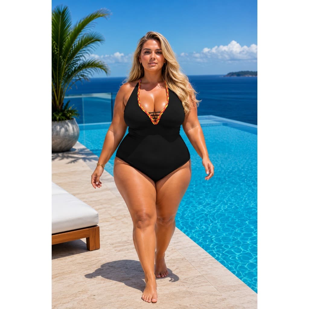 Maio plus size busto decotado trança body tamanho grande do 46 ao 64