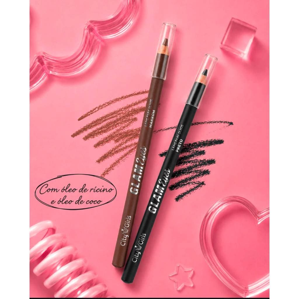 Kit 2 lapis p/ Olhos Glam Eyes Preto e Marrom - City Girls