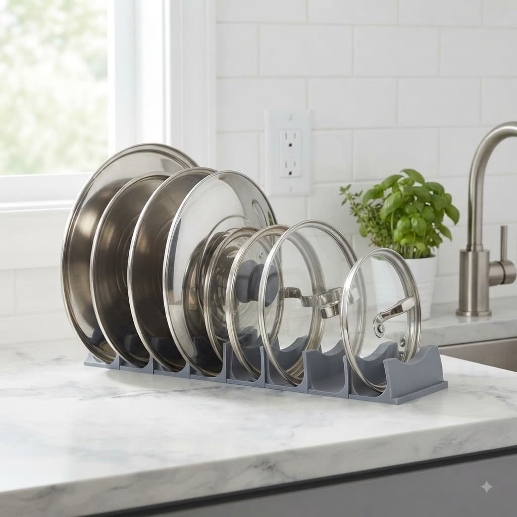 Suporte Organizador Tampas de Panela Cozinha Premium Modular Chega de Bagunça: Suporte Prático que Organiza Suas Tampas