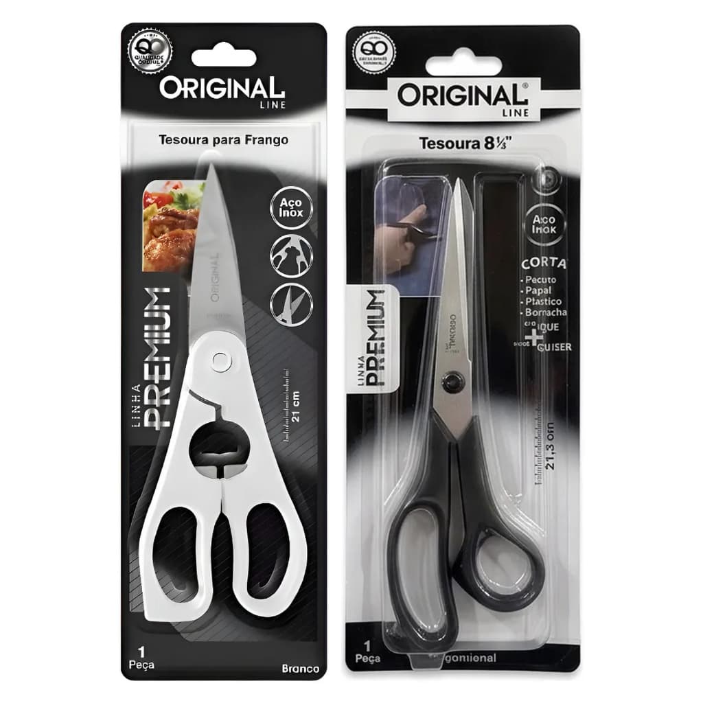 Kit Tesouras Original Line 2 Peças Tesoura 8 1/2" + Tesoura para Frango Premium